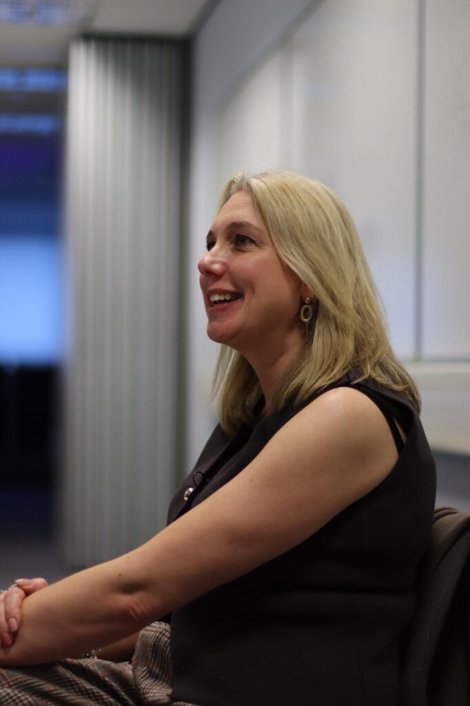 Laura speaking to students at UWR